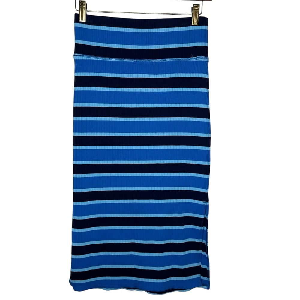 Aerie Ribbed Striped Pull on Midi Skirt - Small - Picture 3 of 12